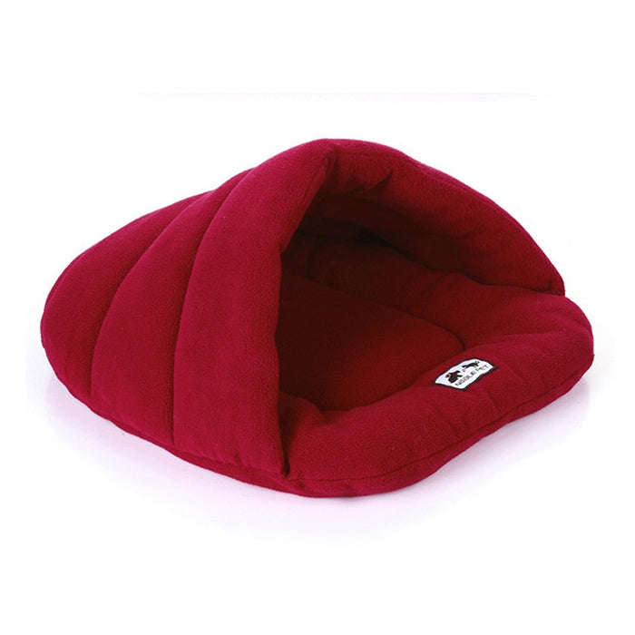 Slipper Shape Polar Fleece Warm Thicken Pet Dogs Cats House Size: L, 58×68×32cm(Wine Red)
