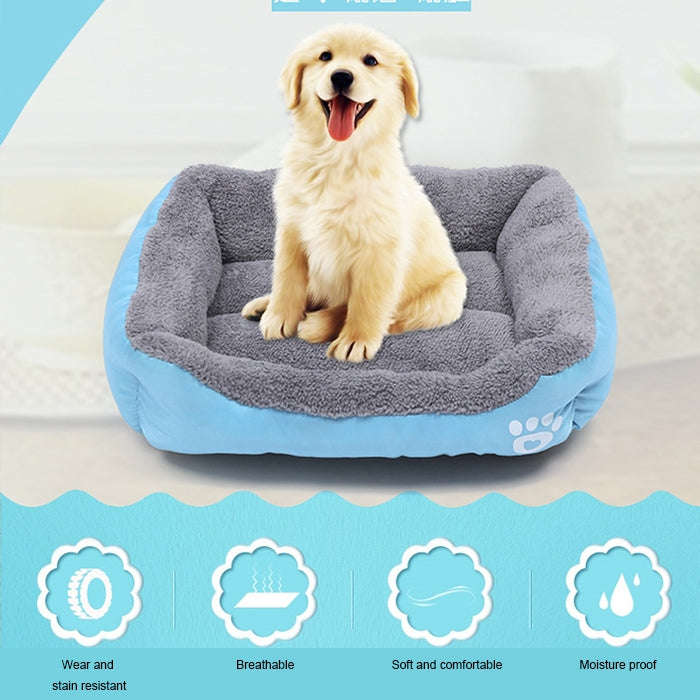 Candy Color Four Seasons Genuine Warm Pet Dog Kennel Mat Teddy Dog Mat, Size: S, 43×32×10cm (Blue)
