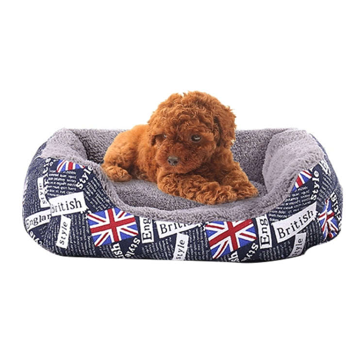 National Flag Four Seasons Genuine Warm Pet Dog Kennel Mat, Size: L, 66×50×14cm(Blue)