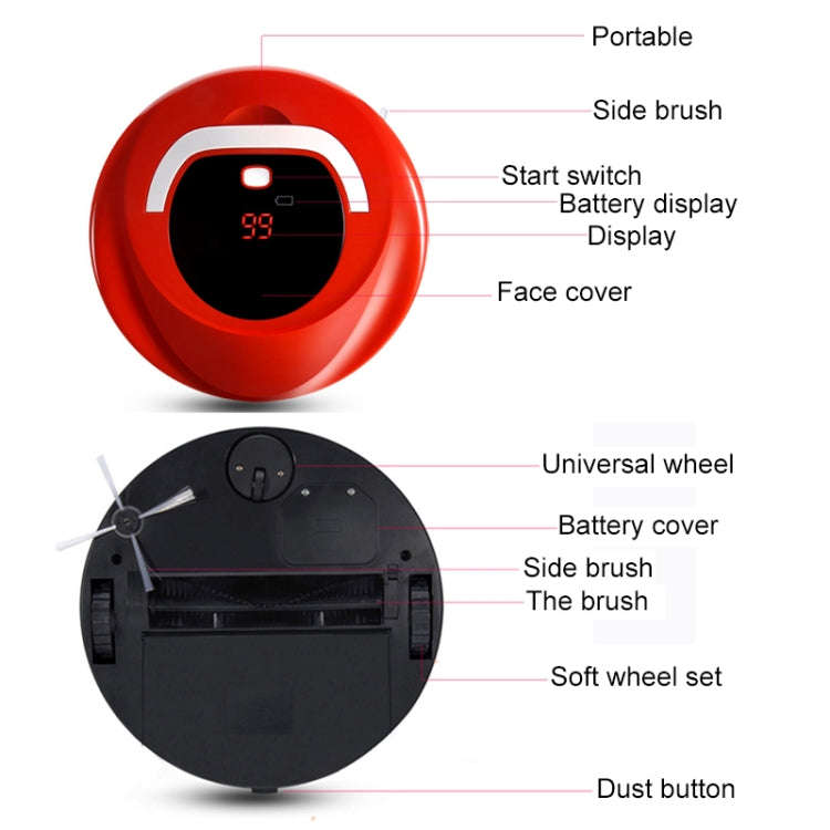 FD-RSW(C) Smart Household Sweeping Machine Cleaner Robot(Red)