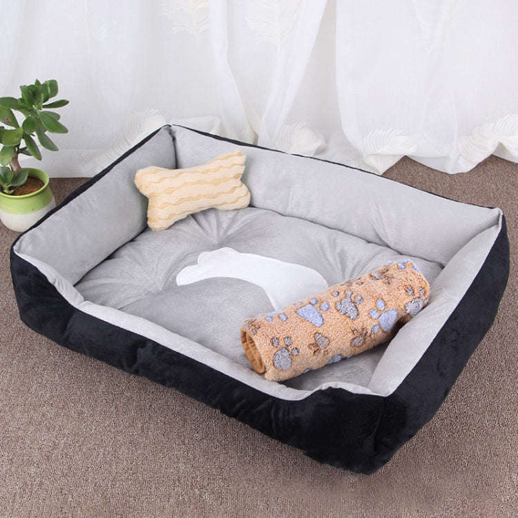 Dog Bone Pattern Big Soft Warm Kennel Pet Dog Cat Mat Blanket, with Blanket Size: M, 70×50×15cm...
