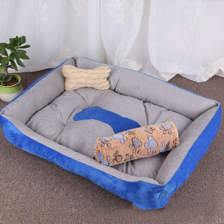 Dog Bone Pattern Big Soft Warm Kennel Pet Dog Cat Mat Blanket, with Blanket Size: M, 70×50×15cm...