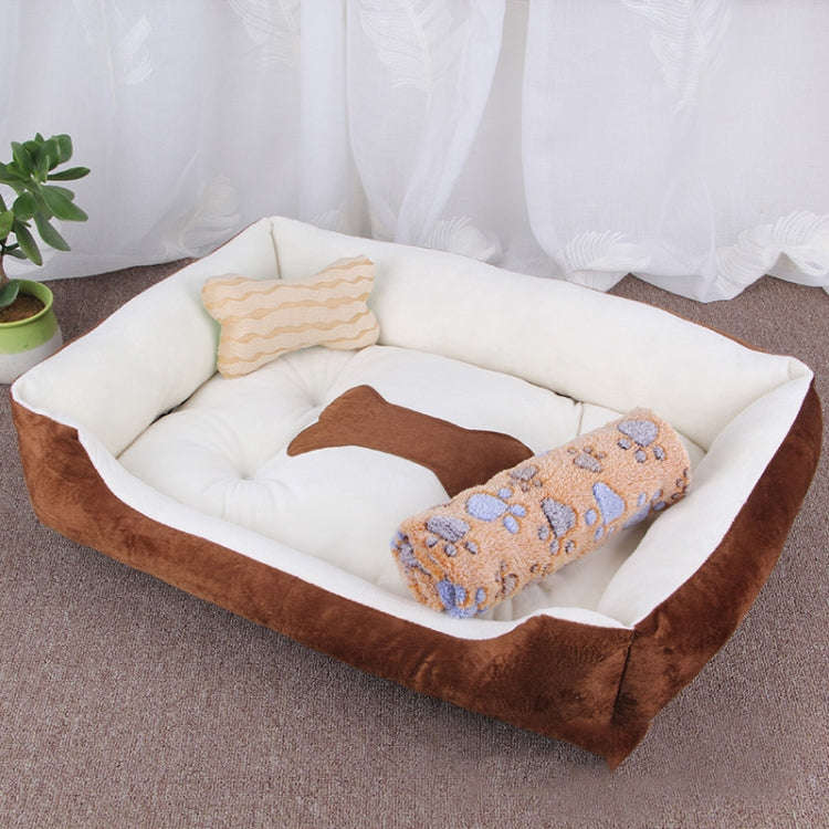 Dog Bone Pattern Big Soft Warm Kennel Pet Dog Cat Mat Blanket, with Blanket Size: M, 70×50×15cm...