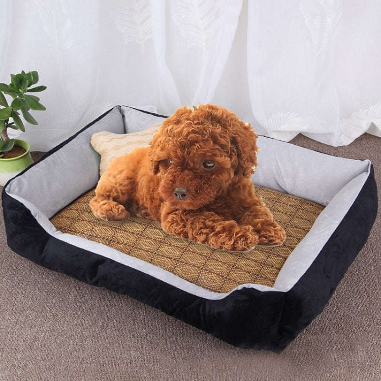 Dog Bone Pattern Big Soft Warm Kennel Pet Dog Cat Mat Blanket, with Rattan Mat Size: L, 80×60×1...
