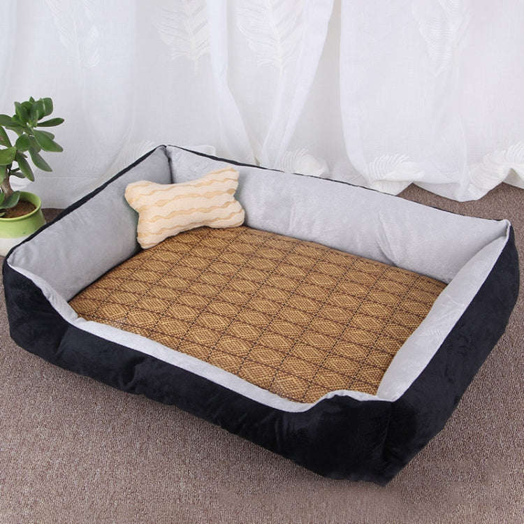Dog Bone Pattern Big Soft Warm Kennel Pet Dog Cat Mat Blanket, with Rattan Mat Size: L, 80×60×1...