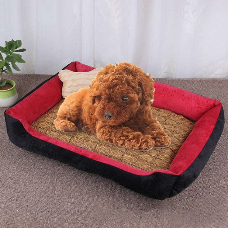Dog Bone Pattern Big Soft Warm Kennel Pet Dog Cat Mat Blanket, with Rattan Mat Size: L, 80×60×1...