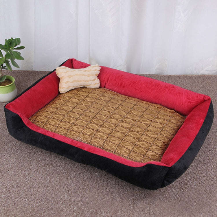 Dog Bone Pattern Big Soft Warm Kennel Pet Dog Cat Mat Blanket, with Rattan Mat Size: L, 80×60×1...