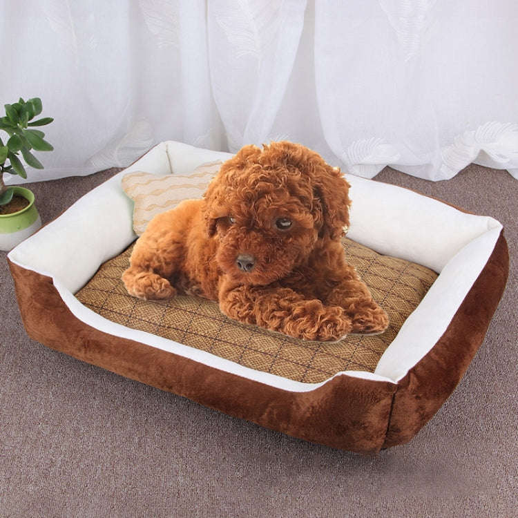 Dog Bone Pattern Big Soft Warm Kennel Pet Dog Cat Mat Blanket, with Rattan Mat Size: S, 60×45×1...