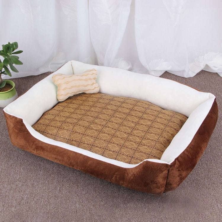 Dog Bone Pattern Big Soft Warm Kennel Pet Dog Cat Mat Blanket, with Rattan Mat Size: S, 60×45×1...