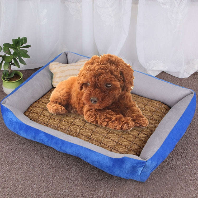Dog Bone Pattern Big Soft Warm Kennel Pet Dog Cat Mat Blanket, with Rattan Mat Size: XS, 50×40×...