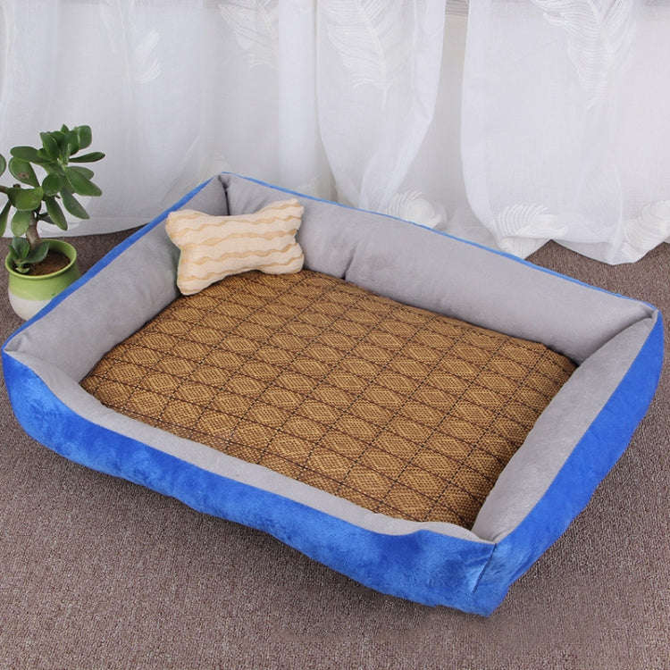 Dog Bone Pattern Big Soft Warm Kennel Pet Dog Cat Mat Blanket, with Rattan Mat Size: XS, 50×40×...