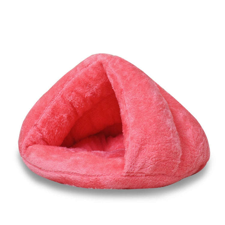 Triangular Cat Kennel Warm Thicken Mongolian Yurt Pet Dogs Cats House Size: M, 40×40×30cm (Pink)