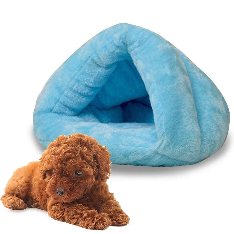 Triangular Cat Kennel Warm Thicken Mongolian Yurt Pet Dogs Cats House Size: M, 40×40×30cm (Sky ...