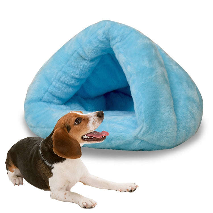 Triangular Cat Kennel Warm Thicken Mongolian Yurt Pet Dogs Cats House Size: L, 45×45×33cm (Sky ...