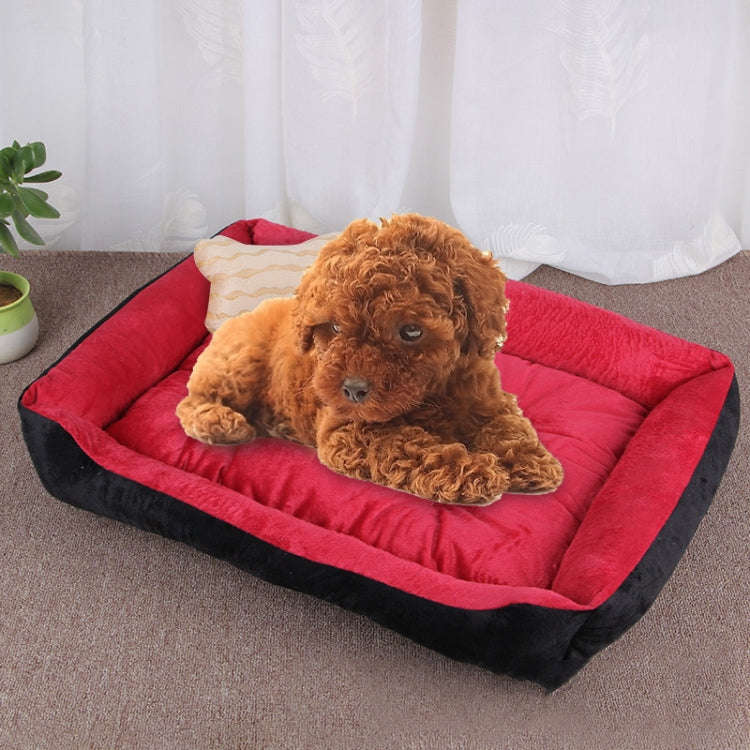 Dog Bone Pattern Big Soft Warm Kennel Pet Dog Cat Mat Blanket, Size: XS, 50×40×15cm (Black Red)