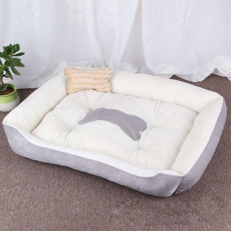 Dog Bone Pattern Big Soft Warm Kennel Pet Dog Cat Mat Blanket, Size: XL, 90×70×15cm(Grey White)