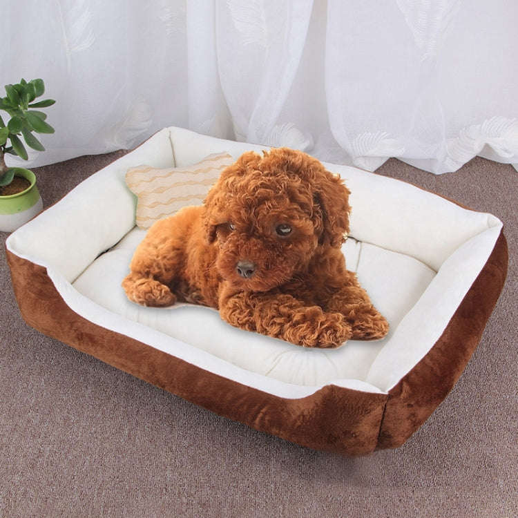 Dog Bone Pattern Big Soft Warm Kennel Pet Dog Cat Mat Blanket, Size: XL, 90×70×15cm(Brown White)