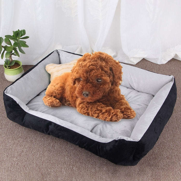 Dog Bone Pattern Big Soft Warm Kennel Pet Dog Cat Mat Blanket, Size: L, 80×60×15cm(Black Grey)