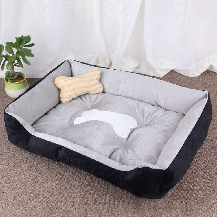 Dog Bone Pattern Big Soft Warm Kennel Pet Dog Cat Mat Blanket, Size: L, 80×60×15cm(Black Grey)