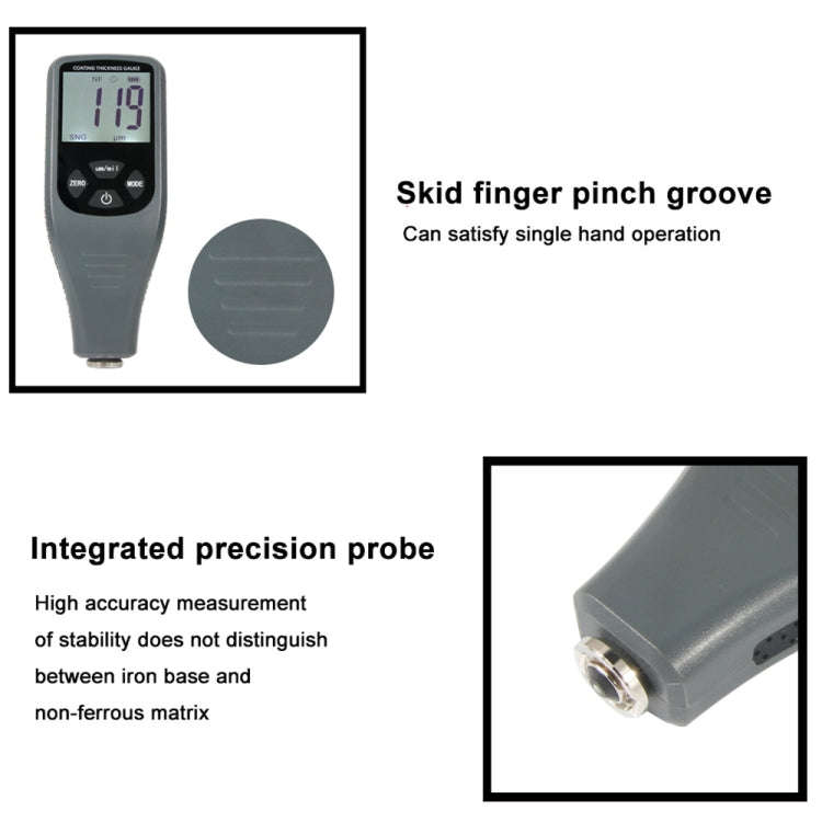 RZ240 Ferrous & Non-Ferrous 2 in 1 Digital Coating Paint Thickness Gauge Meter Tools (Grey)
