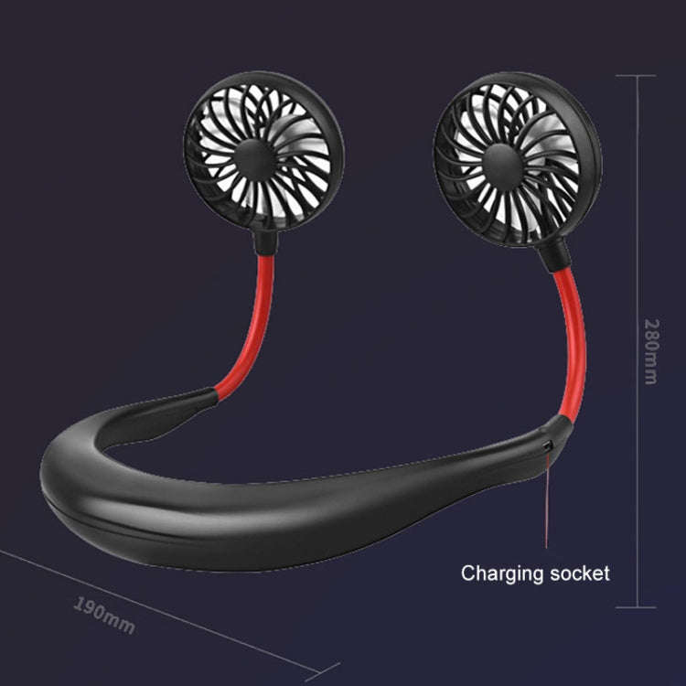 Creative Mini Hanging Neck Type Fan Outdoor LED Fan (Black)