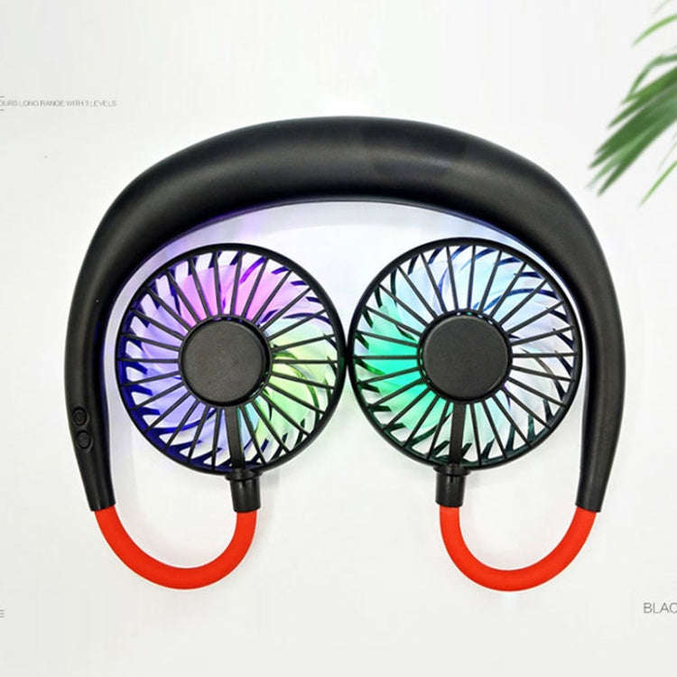 Creative Mini Hanging Neck Type Fan Outdoor LED Fan (Black)