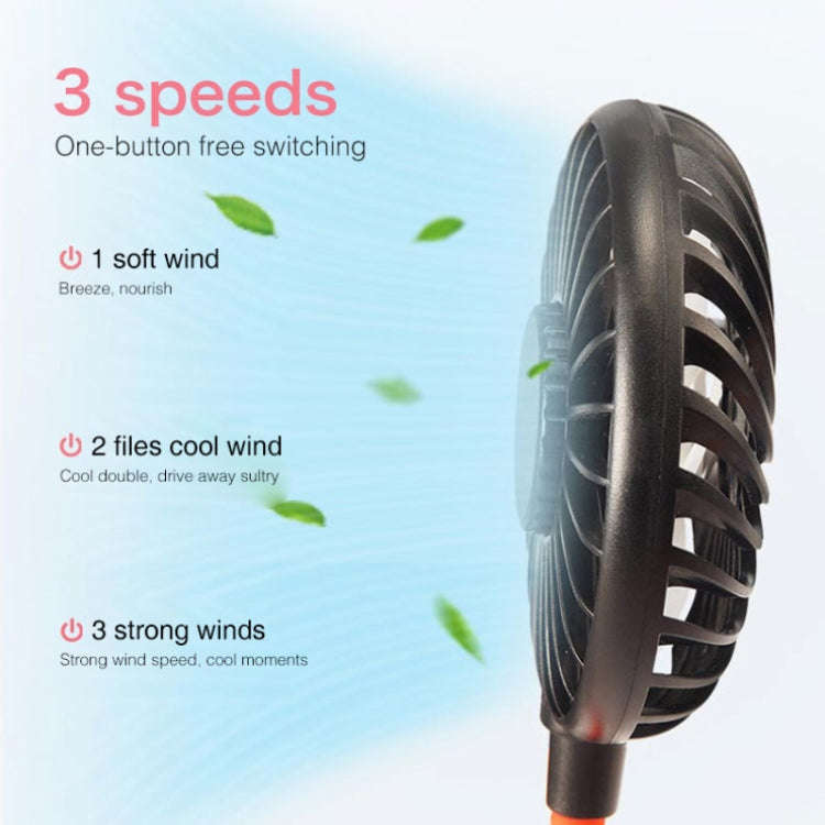 Creative Mini Hanging Neck Type Fan Outdoor LED Fan (Black)