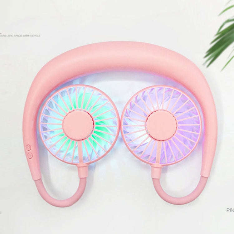 Creative Mini Hanging Neck Type Fan Outdoor LED Fan (Pink)