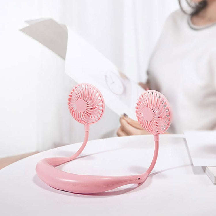 Creative Mini Hanging Neck Type Fan Outdoor LED Fan (Pink)
