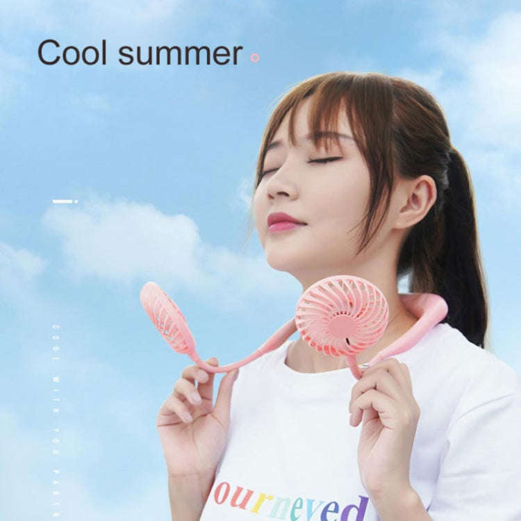Creative Mini Hanging Neck Type Fan Outdoor LED Fan (Pink)