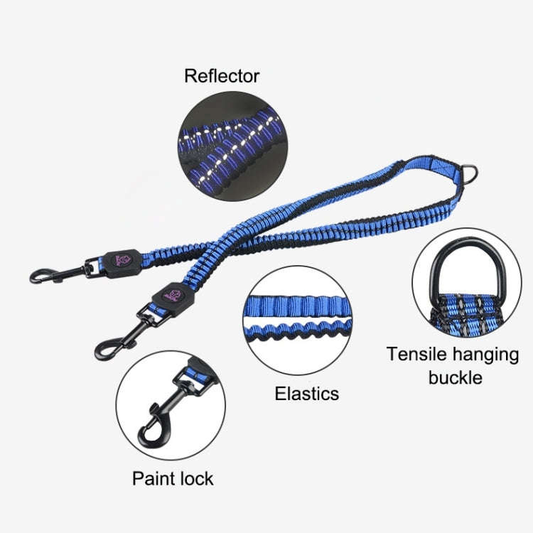 Pet Telescopic Buffer Double Traction Rope Nylon Reflective Braided Rope, Small, Length: 70cm, Ra...
