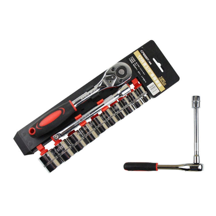 12 in 1 3/8 Interface Ratchet Wrench Set Car Repair Combination Hardware Toolbox