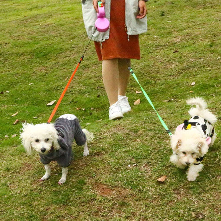 Two-headed Creative Automatic Retractable Pet Traction Rope (Pink)