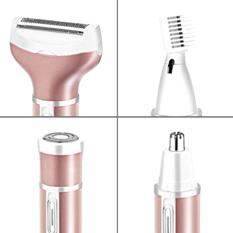 4 In 1  USB Rechargeable Vibrissa Eyebrows Trimmer Body Hair Denuding Machine Set(Rose Gold)