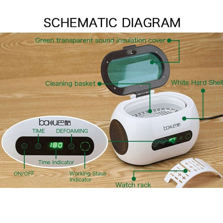 baku BA-3060 110V Household Glasses Jewelry Cleaning Tools Ultrasonic Cleaning Machine, US Plug