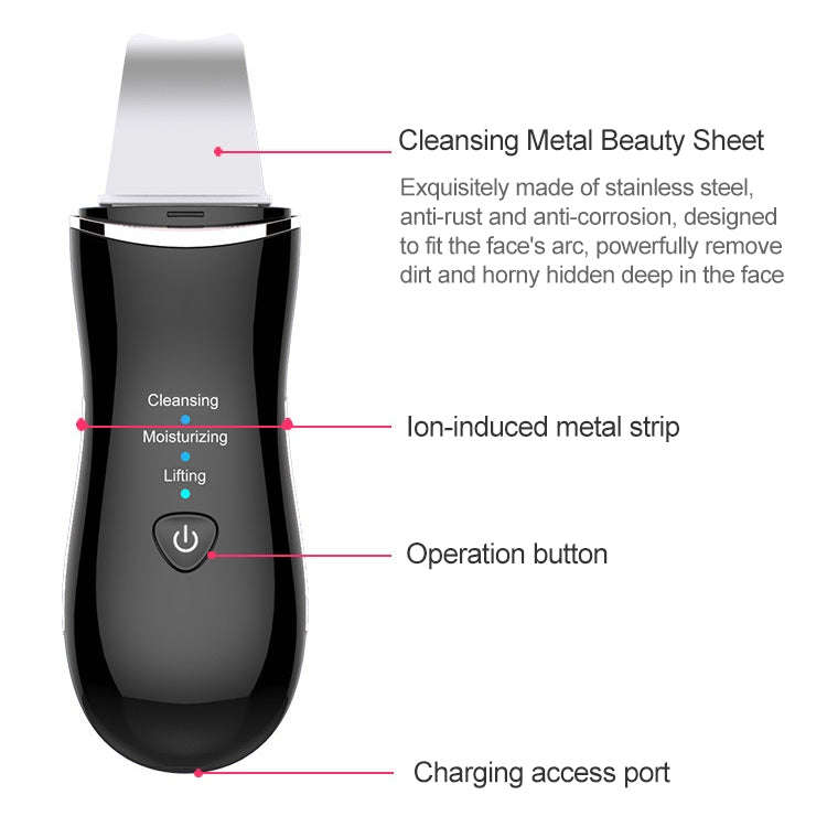 BLK-D016 Ultrasonic Beauty Shovel Skin Machine Vibration Household Facial Cleaning and Washing Ma...