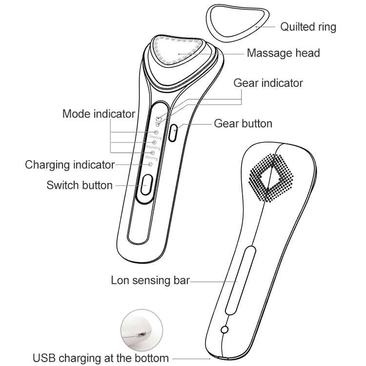 BLK-D020 Ion Import and Export Instrument Facial Beauty Massage Instrument Heating Vibration Ffac...
