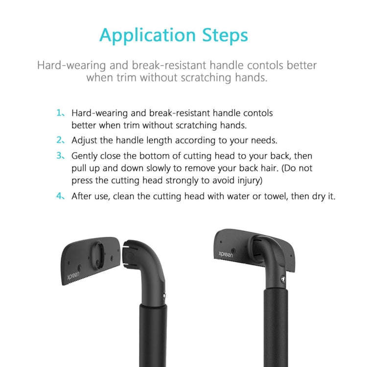 XPREEN XPRE034 Stretchable Handle Stainless Steel Blade Back Shaver Adjustable Back Razor with La...