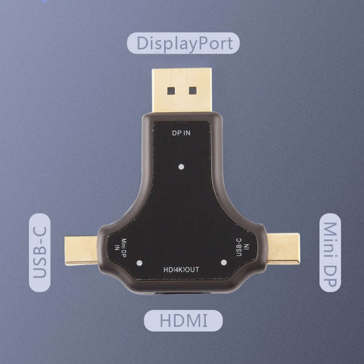 D63A DisplayPort + Mini DP + UCB-C / Type-C Male to HDMI Female 3 in 1 Adapter