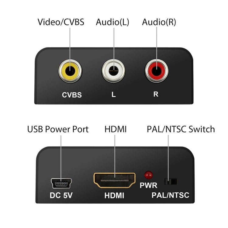 Mini HDMI to AV / CVBS Composite Video Signal Converter(Black)