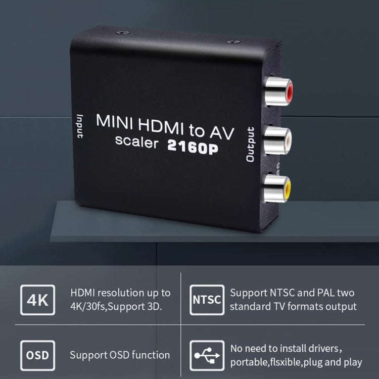 Mini HDMI to AV / CVBS Composite Video Signal Converter(Black)