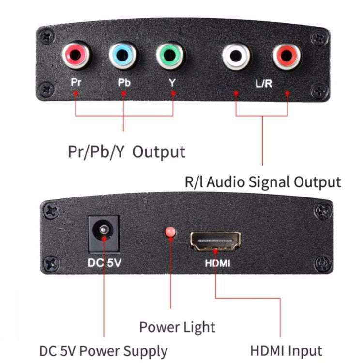 1080P HD HDMI to YPbPr Video and R/L Audio Adapter Converter(Black)