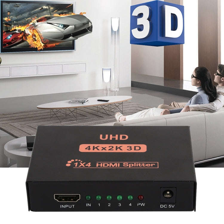 CY10 UHD 4K x 2K 3D 1 x 4 HDMI Splitter (US Plug)