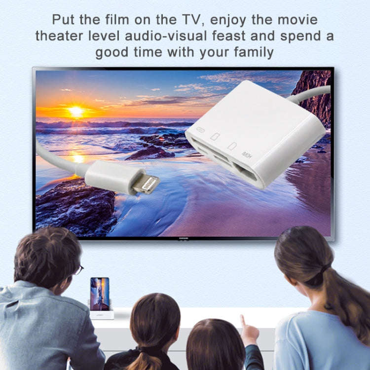 NK-103C 4 In 1 8 Pin to HDMI Multi-function Mobile Phone Converter Adapter (White)