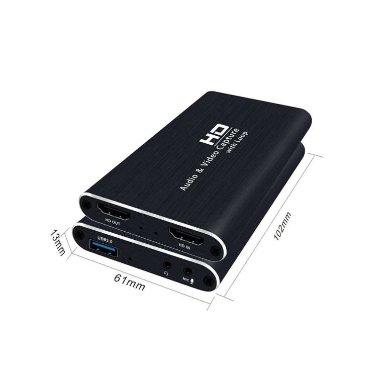 Z34 HDMI Female + Mic to HDMI Female + Audio + USB HD Video & Audio Capture Card with Loop