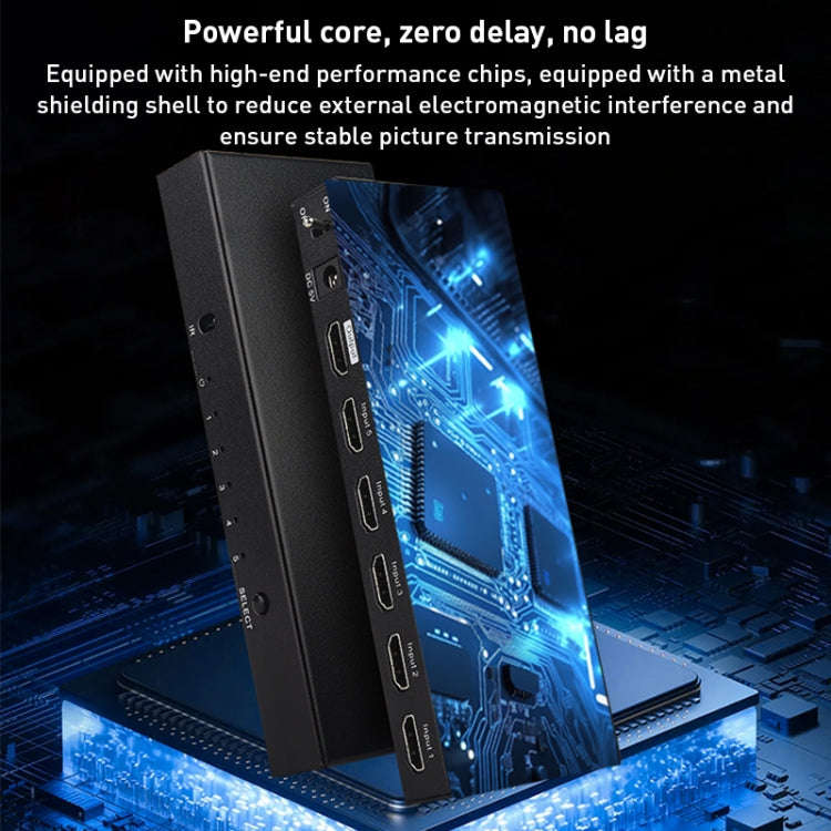Measy SWH4651 4K 60Hz 5 In 1 Out HDMI Converter Switcher, Plug Type: EU Plug (Black)
