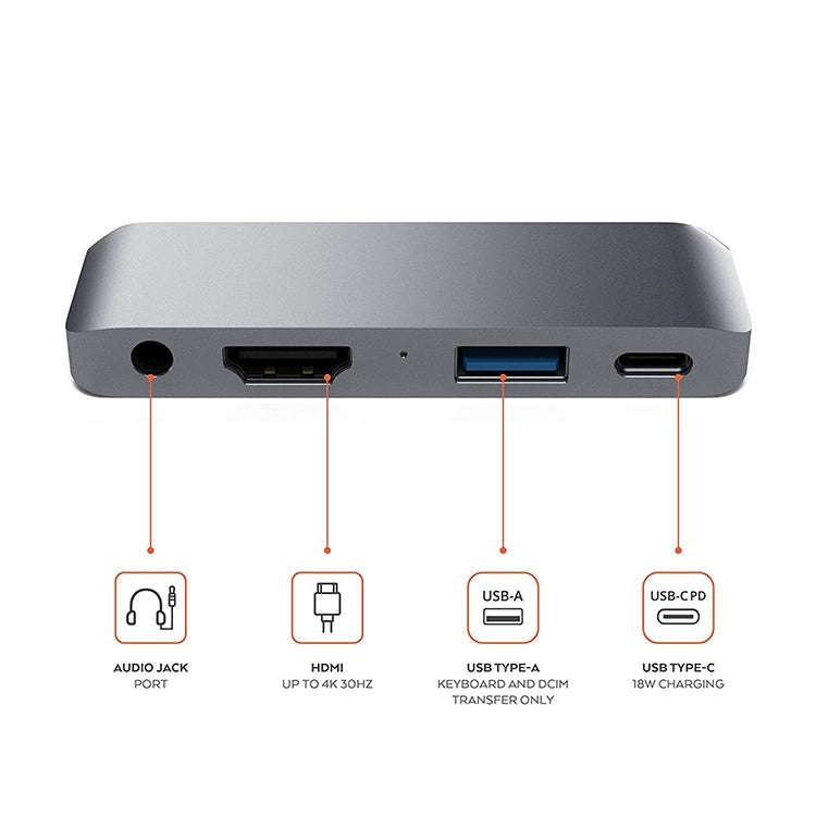 HW-TC29 4 In 1 Type-C / USB-C Multifunctional Extension HUB Adapter iPad Pro Hub (Silver)