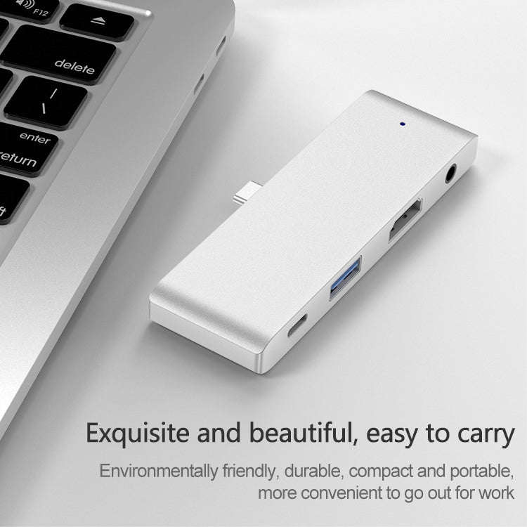 HW-TC29 4 In 1 Type-C / USB-C Multifunctional Extension HUB Adapter iPad Pro Hub (Silver)