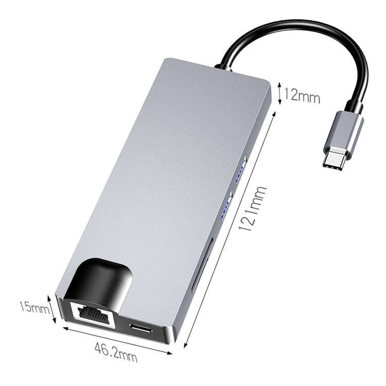 HW-TC12 8 In 1 Type-C / USB-C Multifunctional Extension HUB Adapter Hdmi / Vga Hub Card Reader + ...