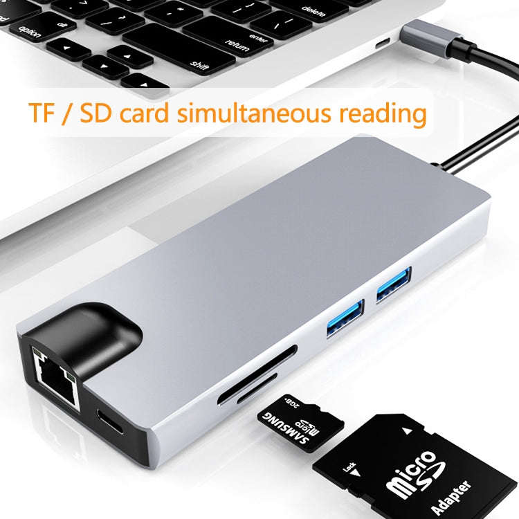 HW-TC12 8 In 1 Type-C / USB-C Multifunctional Extension HUB Adapter Hdmi / Vga Hub Card Reader + ...